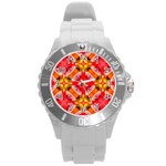 Cute Pretty Elegant Pattern Plastic Sport Watch (Large) Front