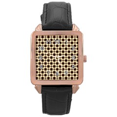 Cute Pretty Elegant Pattern Rose Gold Leather Watch 