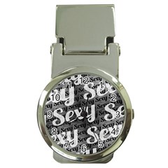 Sexy Text Typographic Pattern Money Clip With Watch