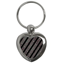 Organic Texture Stripe Pattern Key Chain (heart)