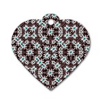 Modern Floral Geometric Pattern Dog Tag Heart (One Sided)  Front