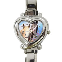 Miwok Horses Heart Italian Charm Watch  by JulianneOsoske