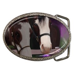 Two Horses Belt Buckle (oval) by JulianneOsoske