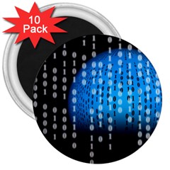 Binary Rain 3  Button Magnet (10 Pack) by StuffOrSomething