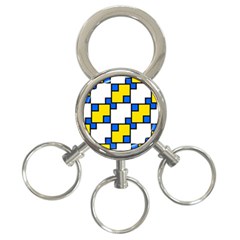 Yellow And Blue Squares Pattern 3-ring Key Chain