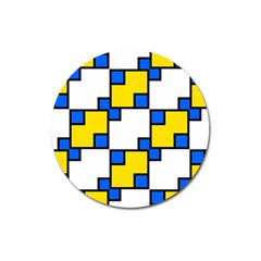 Yellow And Blue Squares Pattern Magnet 3  (round)