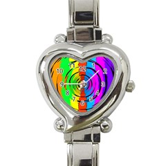 Rainbow Test Pattern Heart Italian Charm Watch 