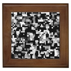 Background Noise In Black & White Framed Ceramic Tile by StuffOrSomething