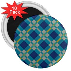 Squares And Stripes Pattern 3  Magnet (10 Pack)