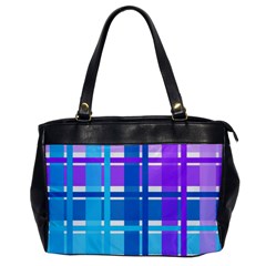 Blue & Purple Gingham Plaid Oversize Office Handbag (one Side) by StuffOrSomething