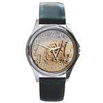 LOL Round Leather Watch (Silver Rim) Front