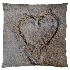 Heart In The Sand Large Flano Cushion Case (two Sides) by yoursparklingshop