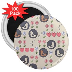 Love Birds 3  Button Magnet (100 Pack)