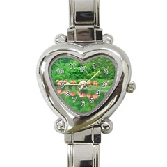 Flamingo Birds At Lake Heart Italian Charm Watch 