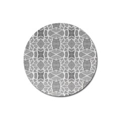 Grey White Tiles Geometry Stone Mosaic Pattern Magnet 3  (round)