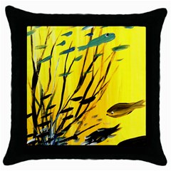 Yellow Dream Black Throw Pillow Case by pwpmall