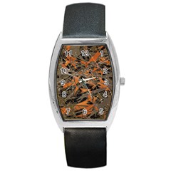 Intricate Abstract Print Tonneau Leather Watch by dflcprints