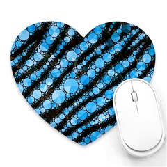 Bright Blue Tiger Bling Pattern  Mouse Pad (heart)