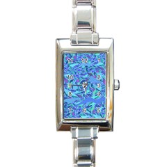 Blue Confetti Storm Rectangular Italian Charm Watch by KirstenStar