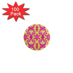 Pink And Yellow Rave Pattern 1  Mini Button Magnet (100 Pack)