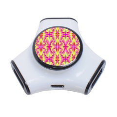 Pink And Yellow Rave Pattern 3 Port Usb Hub by KirstenStar