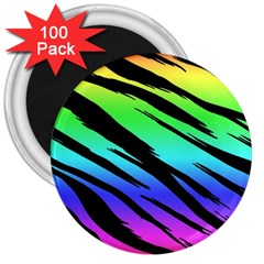 Rainbow Tiger 3  Button Magnet (100 Pack) by ArtistRoseanneJones