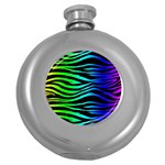 Rainbow Zebra Hip Flask (Round) Front