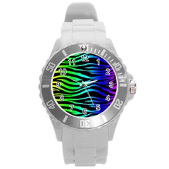 Rainbow Zebra Plastic Sport Watch (large) by ArtistRoseanneJones