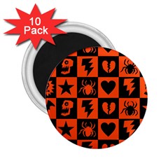 Goth Punk Checkers 2 25  Button Magnet (10 Pack)