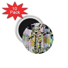 Graffiti Graphic Robot 1 75  Button Magnet (10 Pack) by ArtistRoseanneJones