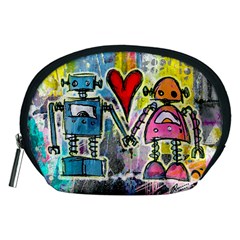 Graffiti Pop Robot Love Accessory Pouch (medium) by ArtistRoseanneJones