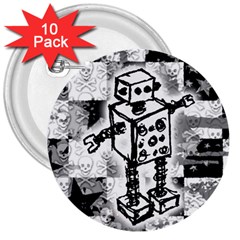 Sketched Robot 3  Button (10 Pack)