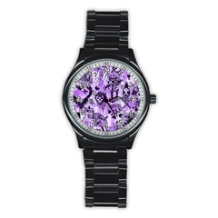 Purple Scene Kid Sketches Sport Metal Watch (black)