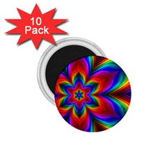 Rainbow Flower 1 75  Button Magnet (10 Pack)