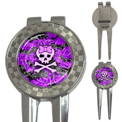 Purple Girly Skull Golf Pitchfork & Ball Marker by ArtistRoseanneJones