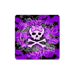 Purple Girly Skull Magnet (square)