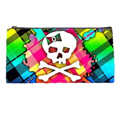 Rainbow Plaid Skull Pencil Case by ArtistRoseanneJones