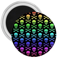 Rainbow Skull And Crossbones Pattern 3  Button Magnet