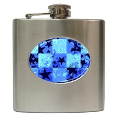 Blue Star Checkers Hip Flask