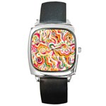 Sunshine Swirls Square Leather Watch Front