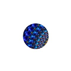 Blue Sunrise Fractal 1  Mini Button by KirstenStar