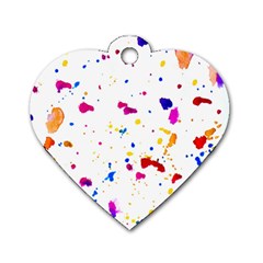 Multicolor Splatter Abstract Print Dog Tag Heart (one Sided) 