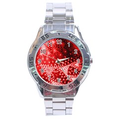 Red Fractal Lace Stainless Steel Watch