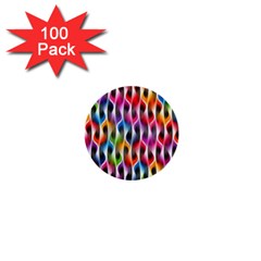 Rainbow Psychedelic Waves 1  Mini Button (100 Pack) by KirstenStar