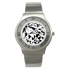 Shattered Life In Black & White Stainless Steel Watch (slim)