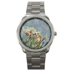 Floral Grunge Vintage Photo Sport Metal Watch