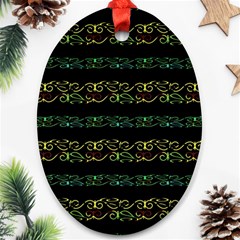 Modern Lace Stripe Pattern Oval Ornament (two Sides) by dflcprints