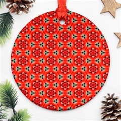 Lovely Orange Trendy Pattern  Ornament (round)  by GardenOfOphir