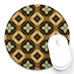 Faux Animal Print Pattern Round Mousepads