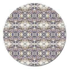 Oriental Geometric Floral Print Magnet 5  (round)